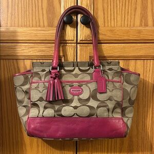 Coach Candace Signature 2012 Brown and Pink Signature Tote